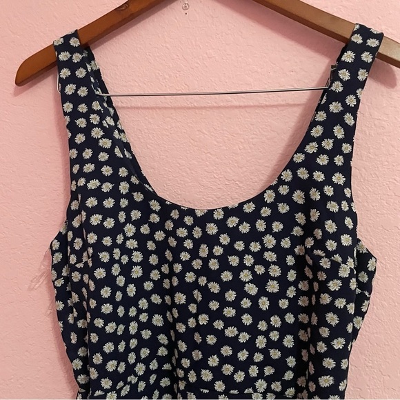 NWT Row A Godet scoop neck summer dress navy floral print A line size XL daisies - Picture 5 of 9